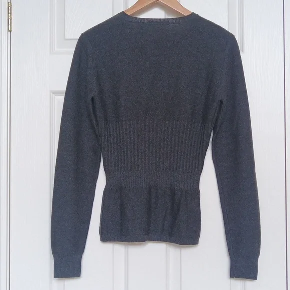 🐑 Ptp16.5“-20" Italian Yarn Women's Gray Cardigan Sweater NWOT - Picture 4 of 9